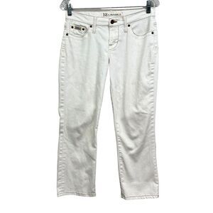 Z Cavaricci Womens Jeans Straight Stretch Topstitch 5 Pocket Zip Off White Sz 3*
